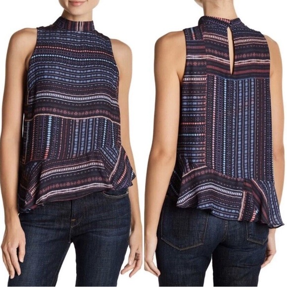 Parker Tops - Parker Ruffle Overlay Top Tolomei Print